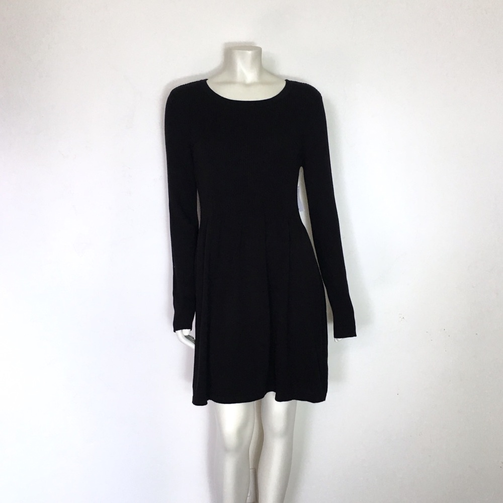 Cloud Chaser Long Sleeve Ribbed Black Dress XL